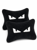 X2 White Suede Fendi Car Neck Pillows