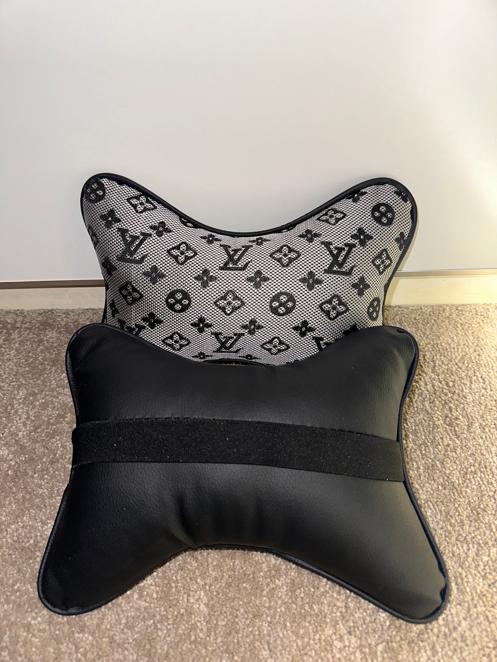 X2 Grey LV Car Neck Designer Pillows