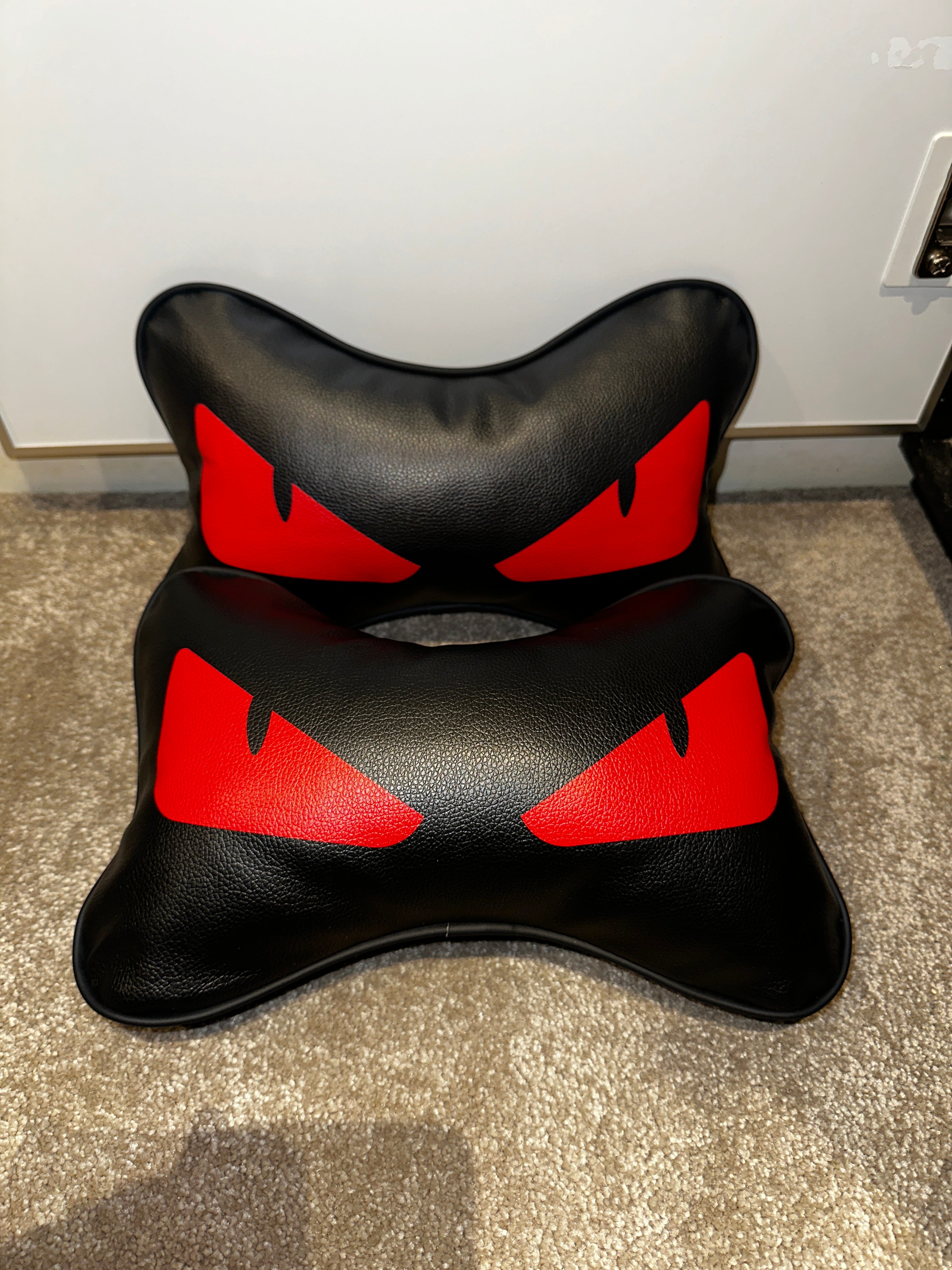 X2 Red Devil Eye FENDl Car Neck Designer Pillows