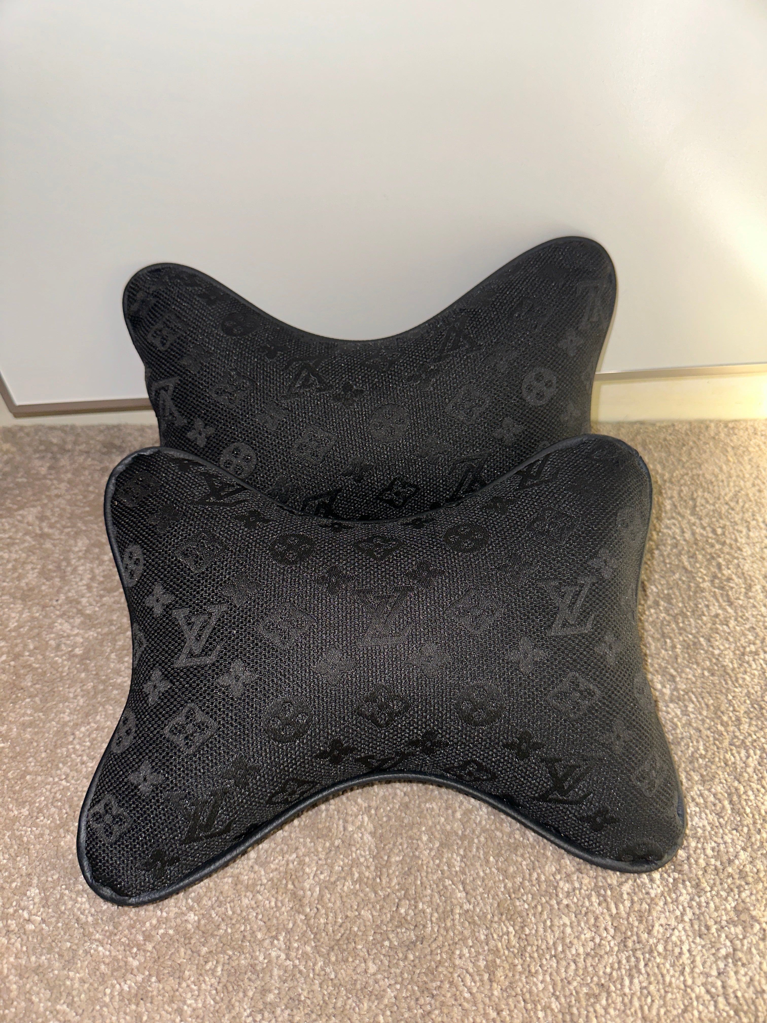 X2 Black LVCar Neck Designer Pillows