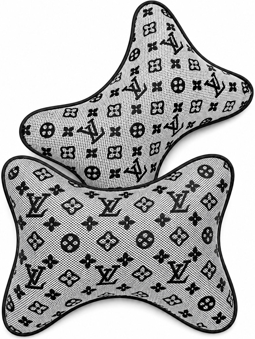 X2 Grey LV Car Neck Designer Pillows