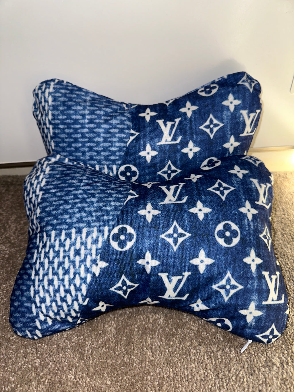X2 Blue LV Car Neck Designer Pillows
