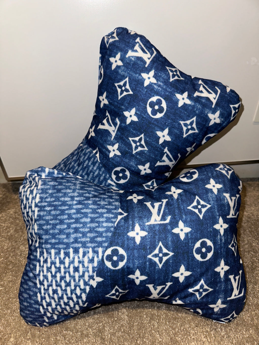 X2 Blue LV Car Neck Designer Pillows