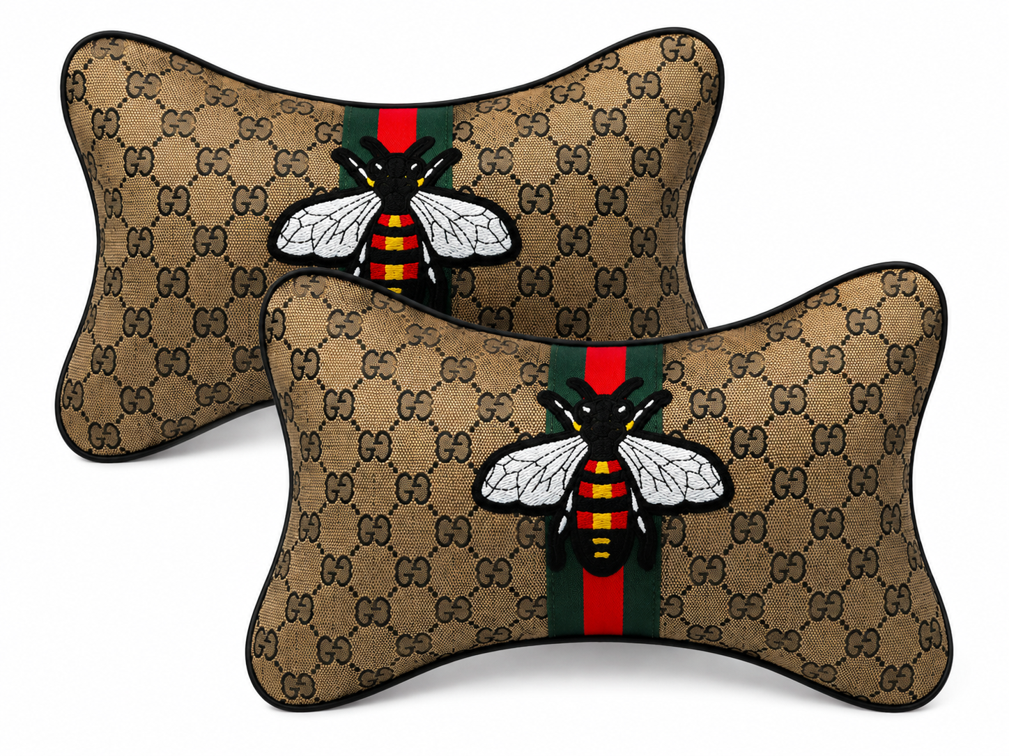 X2 Gold Brown Gucci Car Neck Pillows