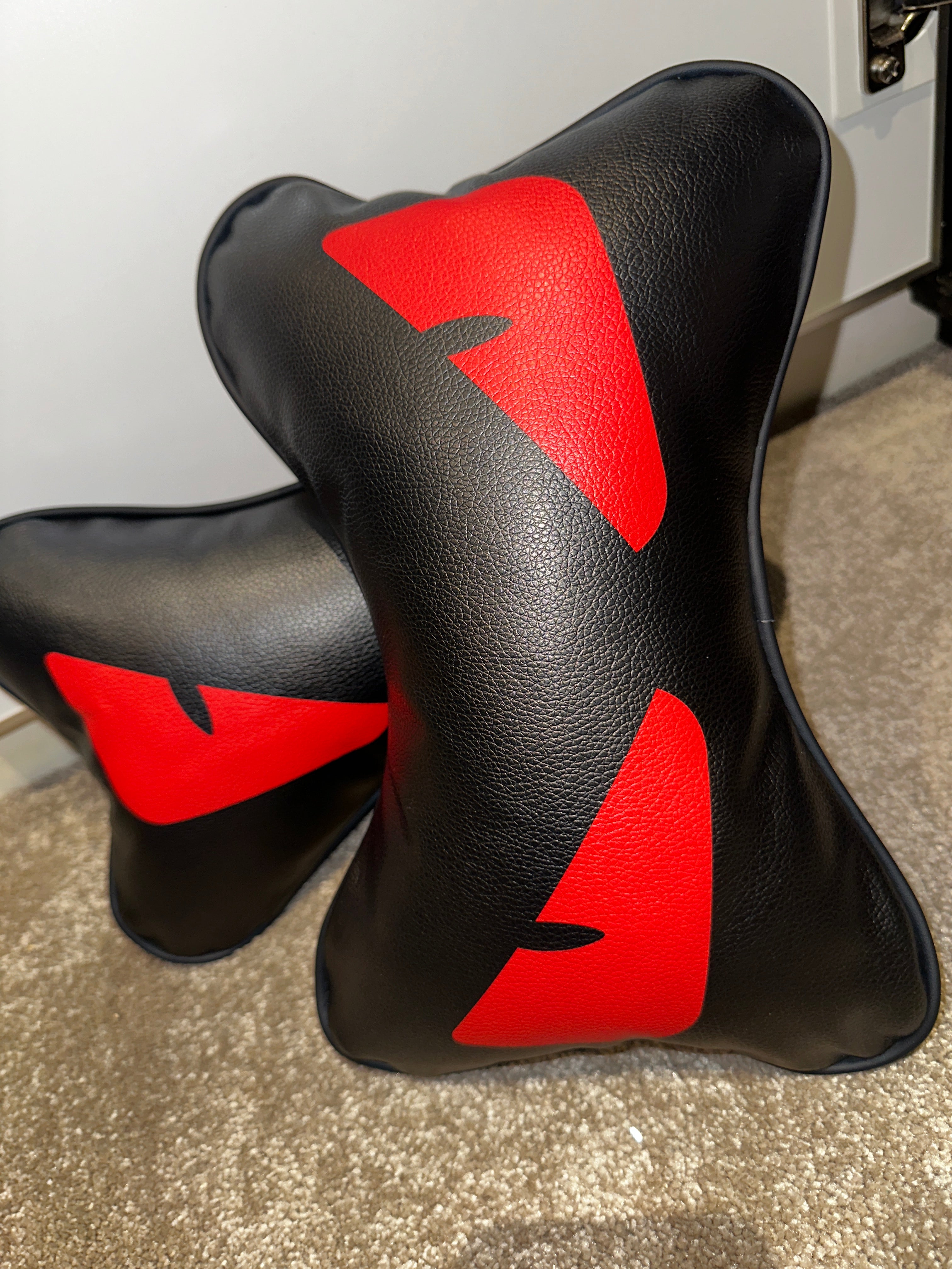 X2 Red Devil Eye FENDl Car Neck Designer Pillows