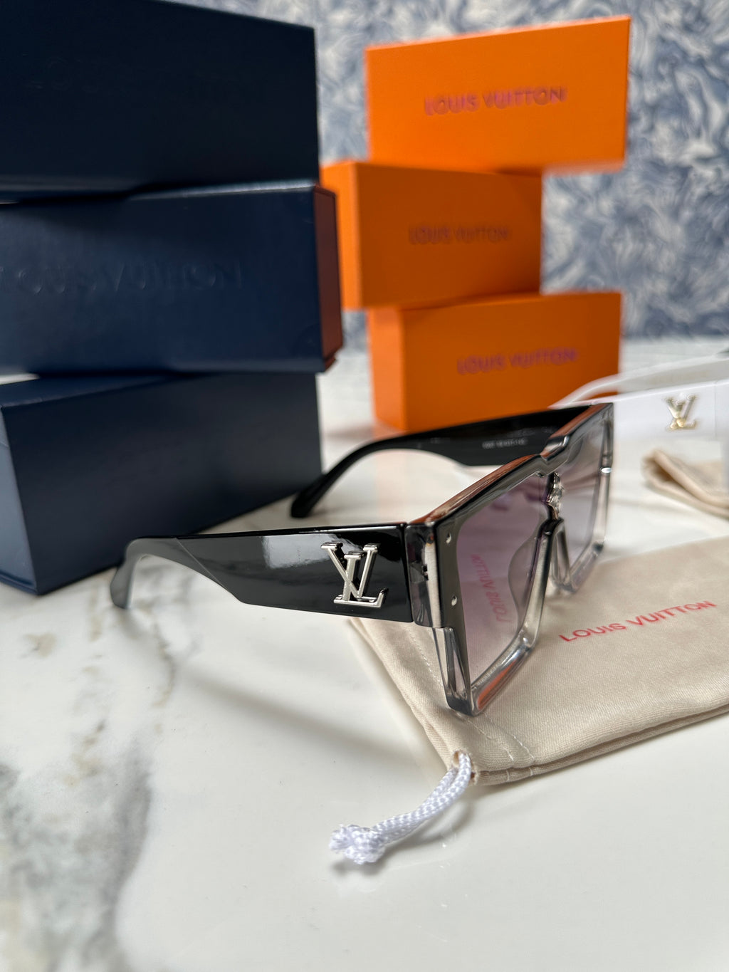 Black & Silver LV Cyclone Sunglasses