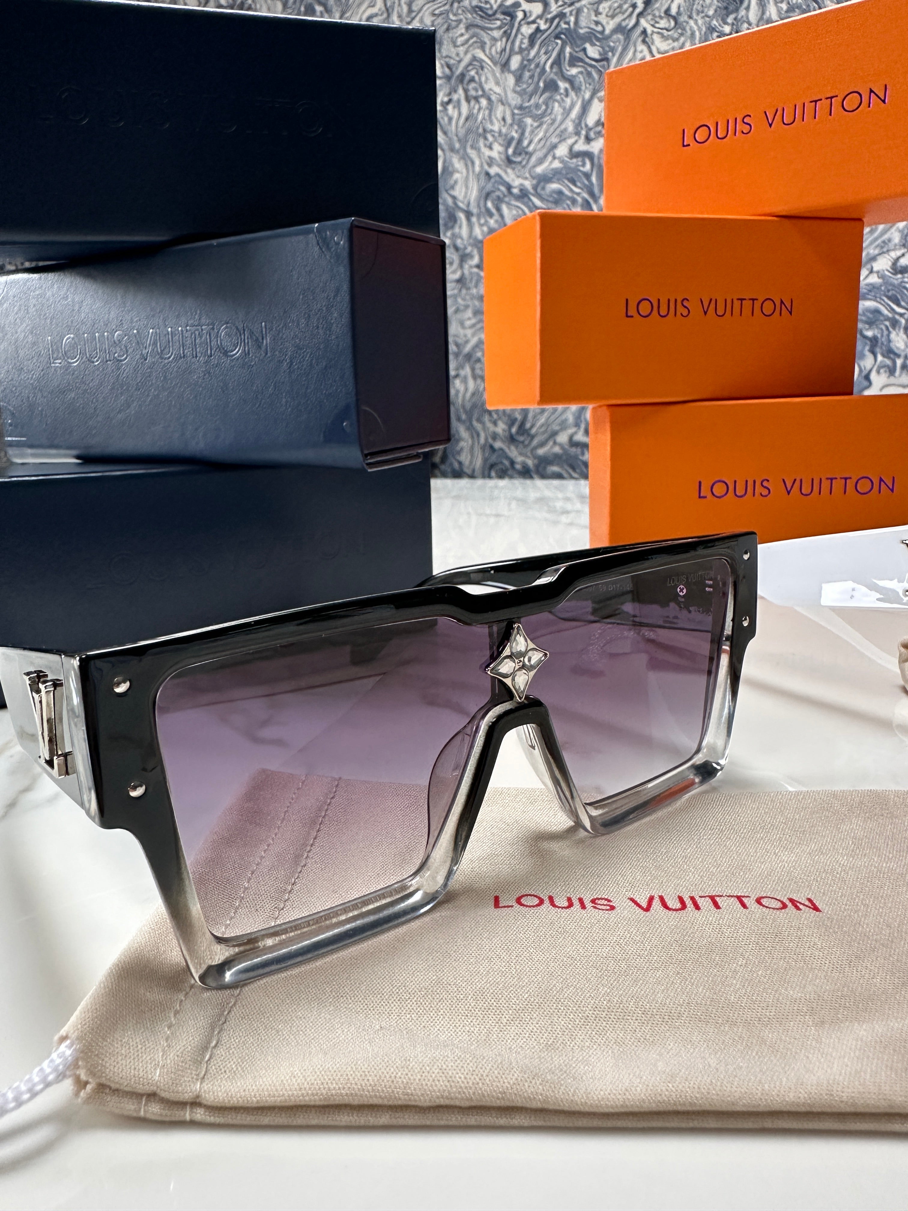 Black & Silver LV Cyclone Sunglasses