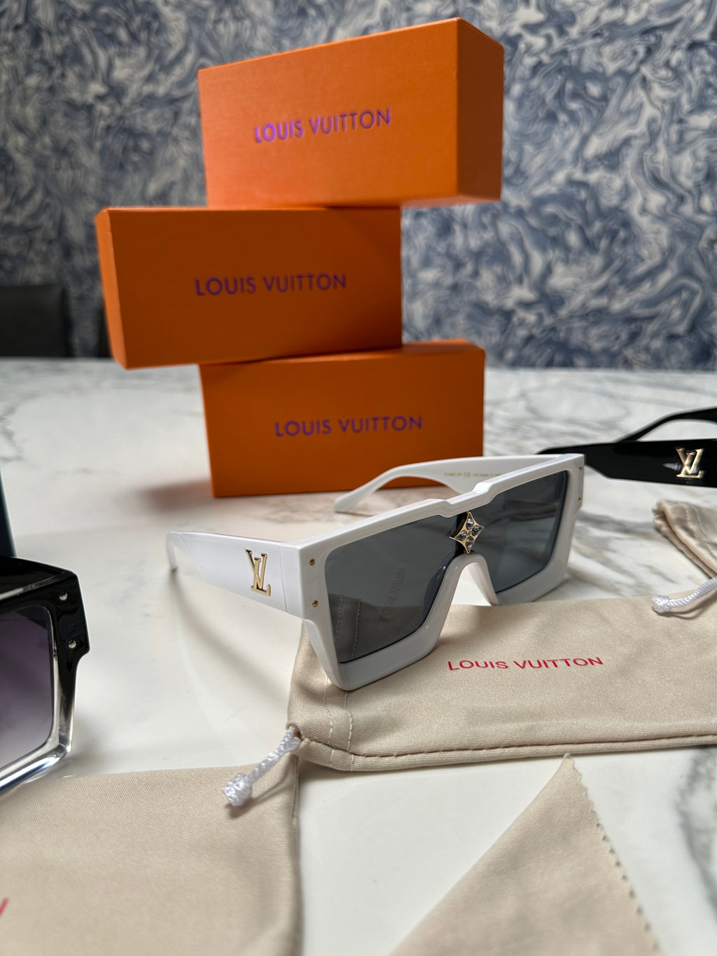 White  LV Cyclone Sunglasses