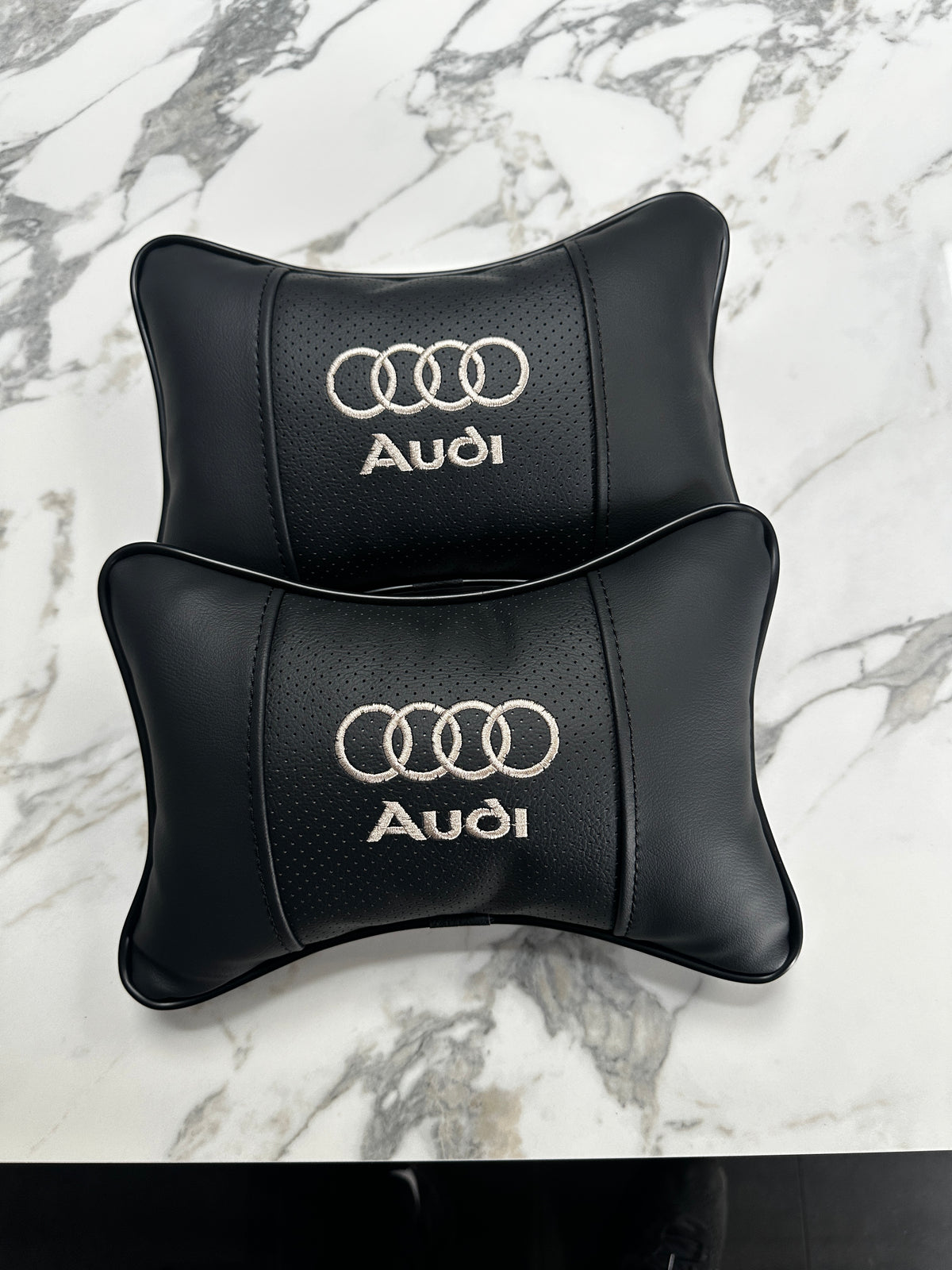 Luxury black car headrest pillow pair for German car interiors